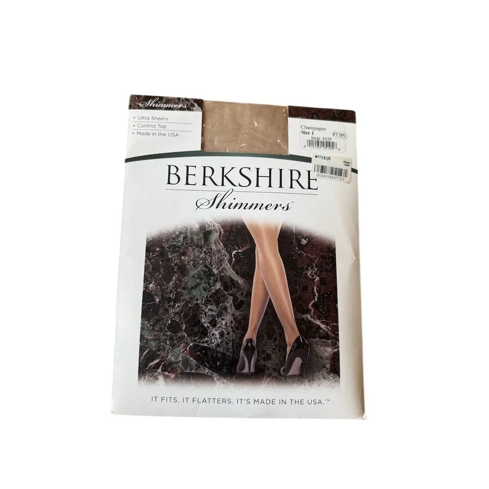 Berkshire Shimmers Ultra Sheer Control Top Pantyhose Beige S size 2 champagne
